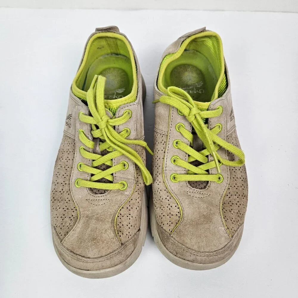 Dansko Elise Tan Perforated Suede Sneaker Walking Shoe EU 38/US 7.5-8